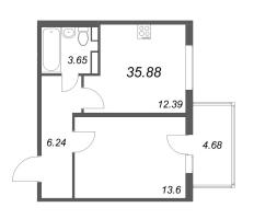 1 ккв № 68 Корп.: 7.1 Уч. Царевна-лягушка , Секция 3  в ЖК Любоград
