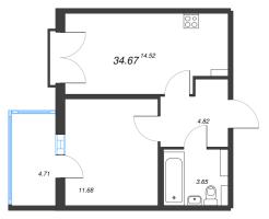 1 ккв № 18 Корп.: 7.3 Уч. Царевна-лягушка , Секция 1  в ЖК Любоград