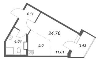Студия № 43 Корп.: 5.5 Уч. Золотая рыбка , Секция 2  в ЖК Любоград