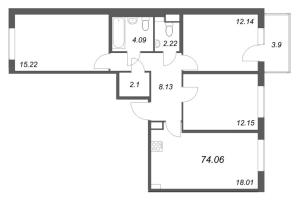 4 ккв (Евро) № 21 Корп.: 5.5 Уч. Золотая рыбка , Секция 1  в ЖК Любоград