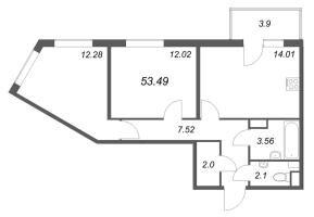 2 ккв № 102 Корп.: 5.5 Уч. Золотая рыбка , Секция 3  в ЖК Любоград