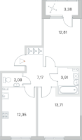 2 ккв № 82 Корп.: 2.2 Уч. Кот-Баюн , Секция 3  в ЖК Любоград