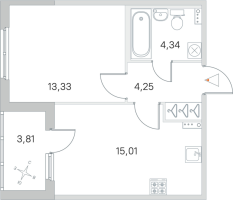 2 ккв (Евро) № 139 Корп.: 2.3 Уч. Кот-Баюн , Секция 6  в ЖК Любоград