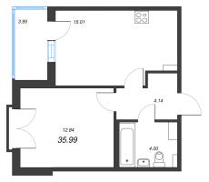 2 ккв (Евро) № 188 Корп.: 2.1 Уч. Кот-Баюн , Секция 6  в ЖК Любоград