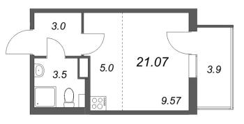 Студия № 141 Корп.: 5.5 Уч. Золотая рыбка , Секция 4  в ЖК Любоград
