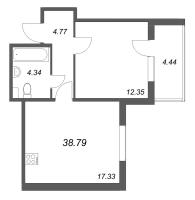 2 ккв (Евро) № 28 Корп.: 4.3 Уч. Золотая рыбка , Секция 2  в ЖК Любоград