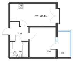 1 ккв № 69 Корп.: 7.2 Уч. Царевна-лягушка , Секция 3  в ЖК Любоград