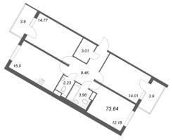 3 ккв № 97 Корп.: 5.5 Уч. Золотая рыбка , Секция 3  в ЖК Любоград