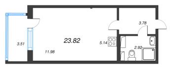 Студия № 71 Корп.: 2.3 Уч. Кот-Баюн , Секция 2  в ЖК Любоград