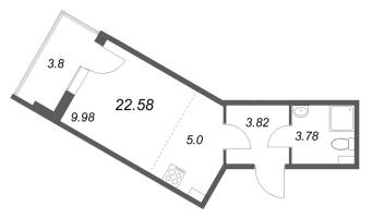 Студия № 89 Корп.: 5.5 Уч. Золотая рыбка , Секция 3  в ЖК Любоград
