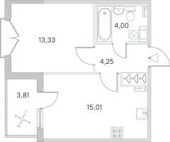 2 ккв (Евро) № 171 Корп.: 2.2 Уч. Кот-Баюн , Секция 6  в ЖК Любоград