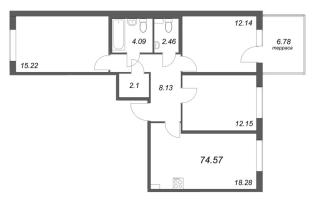 4 ккв (Евро) № 7 Корп.: 5.5 Уч. Золотая рыбка , Секция 1  в ЖК Любоград