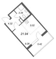 Студия № 105 Корп.: 4.3 Уч. Золотая рыбка , Секция 4  в ЖК Любоград