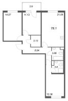 4 ккв (Евро) № 238 Корп.: 5.5 Уч. Золотая рыбка , Секция 7  в ЖК Любоград