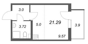 Студия № 131 Корп.: 5.5 Уч. Золотая рыбка , Секция 4  в ЖК Любоград