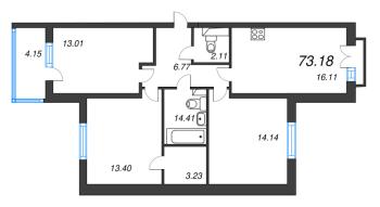 4 ккв (Евро) № 126 Корп.: 4.1 Уч. Золотая рыбка , Секция 4  в ЖК Любоград