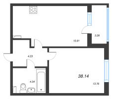 2 ккв (Евро) № 114 Корп.: 2.2 Уч. Кот-Баюн , Секция 5  в ЖК Любоград