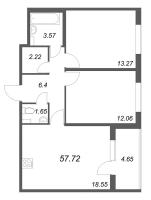 3 ккв (Евро) № 64 Корп.: 4.3 Уч. Золотая рыбка , Секция 3  в ЖК Любоград