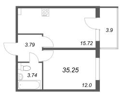 2 ккв (Евро) № 133 Корп.: 5.5 Уч. Золотая рыбка , Секция 4  в ЖК Любоград