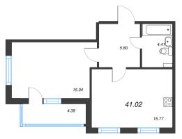 2 ккв (Евро) № 80 Корп.: 2.1 Уч. Кот-Баюн , Секция 3  в ЖК Любоград