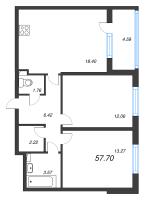 3 ккв (Евро) № 104 Корп.: 4.1 Уч. Золотая рыбка , Секция 4  в ЖК Любоград