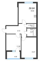 3 ккв (Евро) № 7 Корп.: 7.3 Уч. Царевна-лягушка , Секция 1  в ЖК Любоград