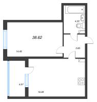 2 ккв (Евро) № 107 Корп.: 4.1 Уч. Золотая рыбка , Секция 4  в ЖК Любоград