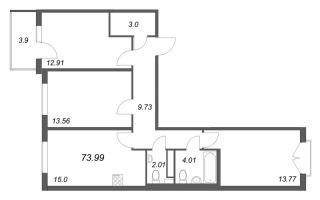 3 ккв № 196 Корп.: 5.5 Уч. Золотая рыбка , Секция 5  в ЖК Любоград