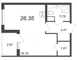 Студия № 51 Корп.: 3.2 Уч. Витязь , Секция 2  в ЖК Любоград