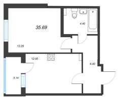 1 ккв № 83 Корп.: 2.1 Уч. Кот-Баюн , Секция 3  в ЖК Любоград