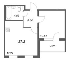 2 ккв (Евро) № 32 Корп.: 4.3 Уч. Золотая рыбка , Секция 2  в ЖК Любоград