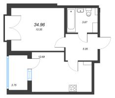 1 ккв № 164 Корп.: 2.1 Уч. Кот-Баюн , Секция 6  в ЖК Любоград