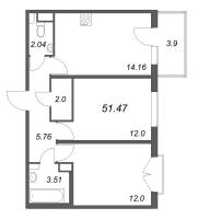 2 ккв № 191 Корп.: 5.5 Уч. Золотая рыбка , Секция 5  в ЖК Любоград