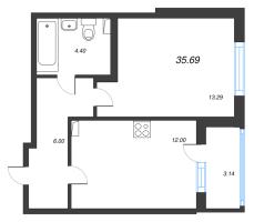 1 ккв № 116 Корп.: 2.3 Уч. Кот-Баюн , Секция 5  в ЖК Любоград