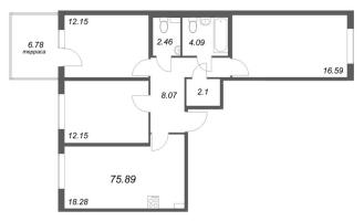 4 ккв (Евро) № 207 Корп.: 5.5 Уч. Золотая рыбка , Секция 6  в ЖК Любоград