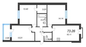 4 ккв (Евро) № 158 Корп.: 4.1 Уч. Золотая рыбка , Секция 5  в ЖК Любоград