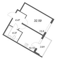 1 ккв № 81 Корп.: 5.5 Уч. Золотая рыбка , Секция 3  в ЖК Любоград