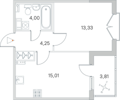 2 ккв (Евро) № 64 Корп.: 2.2 Уч. Кот-Баюн , Секция 2  в ЖК Любоград