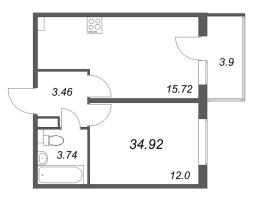 2 ккв (Евро) № 143 Корп.: 5.5 Уч. Золотая рыбка , Секция 4  в ЖК Любоград