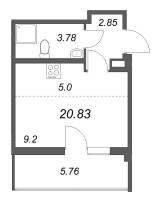 Студия № 79 Корп.: 5.5 Уч. Золотая рыбка , Секция 3  в ЖК Любоград
