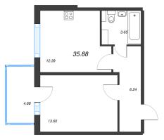 1 ккв № 12 Корп.: 7.3 Уч. Царевна-лягушка , Секция 1  в ЖК Любоград