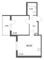2 ккв (Евро) № 29 Корп.: 4.3 Уч. Золотая рыбка , Секция 2  в ЖК Любоград