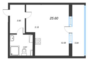 Студия № 151 Корп.: 2.2 Уч. Кот-Баюн , Секция 6  в ЖК Любоград