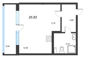 Студия № 35 Корп.: 2.3 Уч. Кот-Баюн , Секция 2  в ЖК Любоград