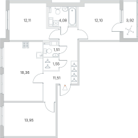 4 ккв (Евро) № 122 Корп.: 2.2 Уч. Кот-Баюн , Секция 5  в ЖК Любоград