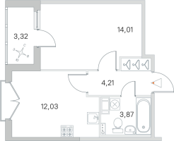 1 ккв № 174 Корп.: 2.3 Уч. Кот-Баюн , Секция 6  в ЖК Любоград