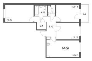 4 ккв (Евро) № 14 Корп.: 5.5 Уч. Золотая рыбка , Секция 1  в ЖК Любоград