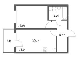 2 ккв (Евро) № 6 Корп.: 5.5 Уч. Золотая рыбка , Секция 1  в ЖК Любоград