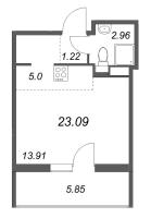 Студия № 169 Корп.: 5.5 Уч. Золотая рыбка , Секция 4  в ЖК Любоград
