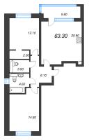 3 ккв (Евро) № 357 Корп.: 2 , Секция 4  в ЖК М36